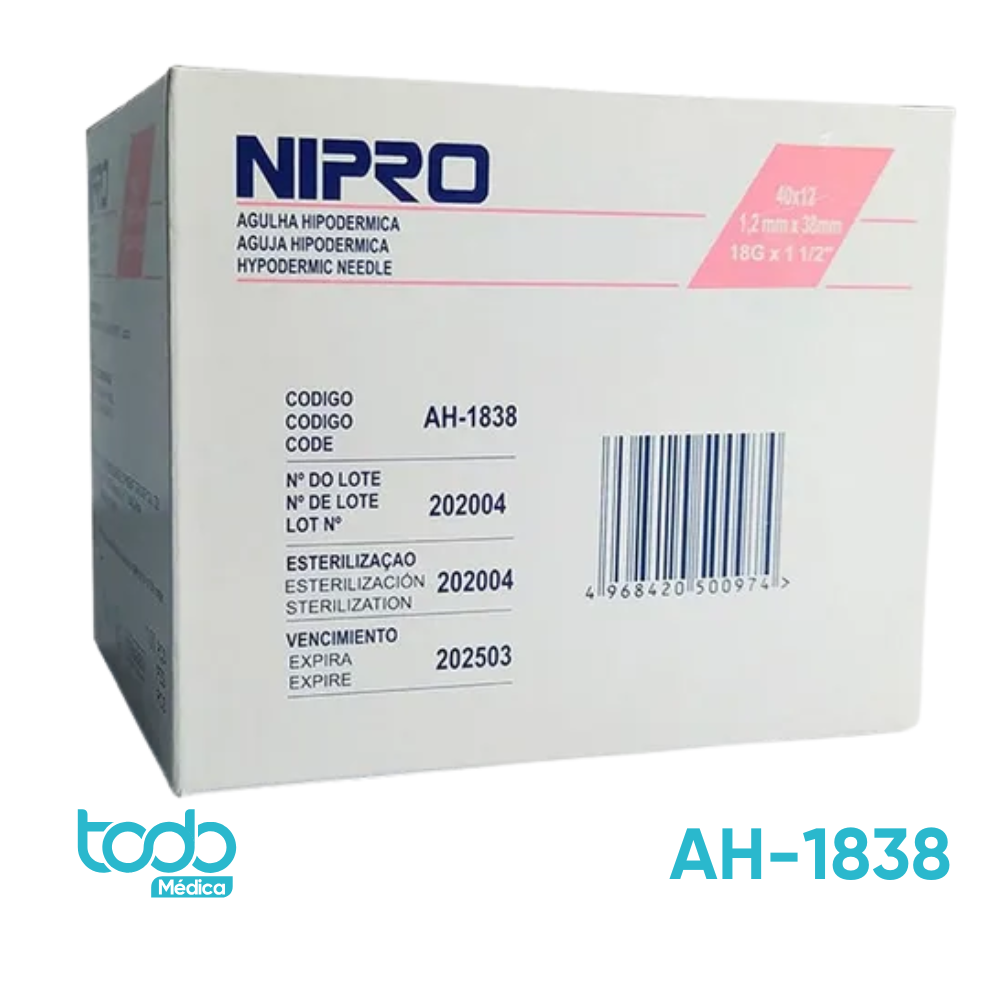 Aguja Hipodérmica – 18G x 1½" - Caja de 100 unidades