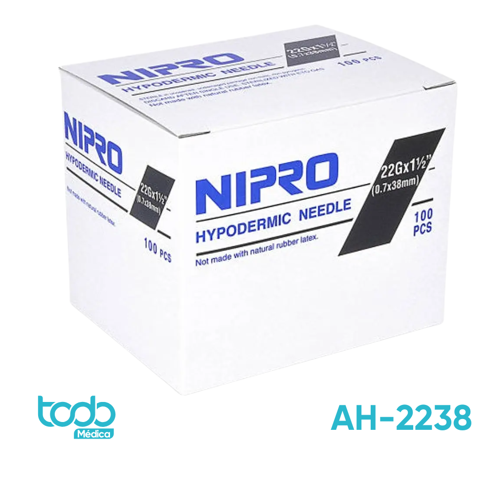 Aguja Hipodérmica – 22G x 1½" - Caja de 100 unidades