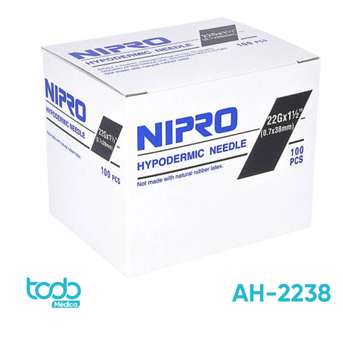 Aguja Hipodérmica – 22G x 1½" - Caja de 100 unidades