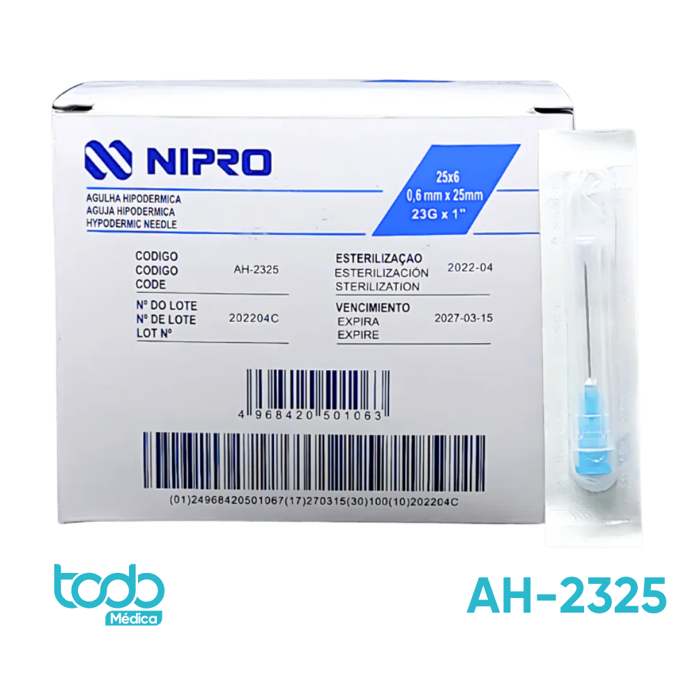 Aguja Hipodérmica – 23G x 1" - Caja de 100 unidades