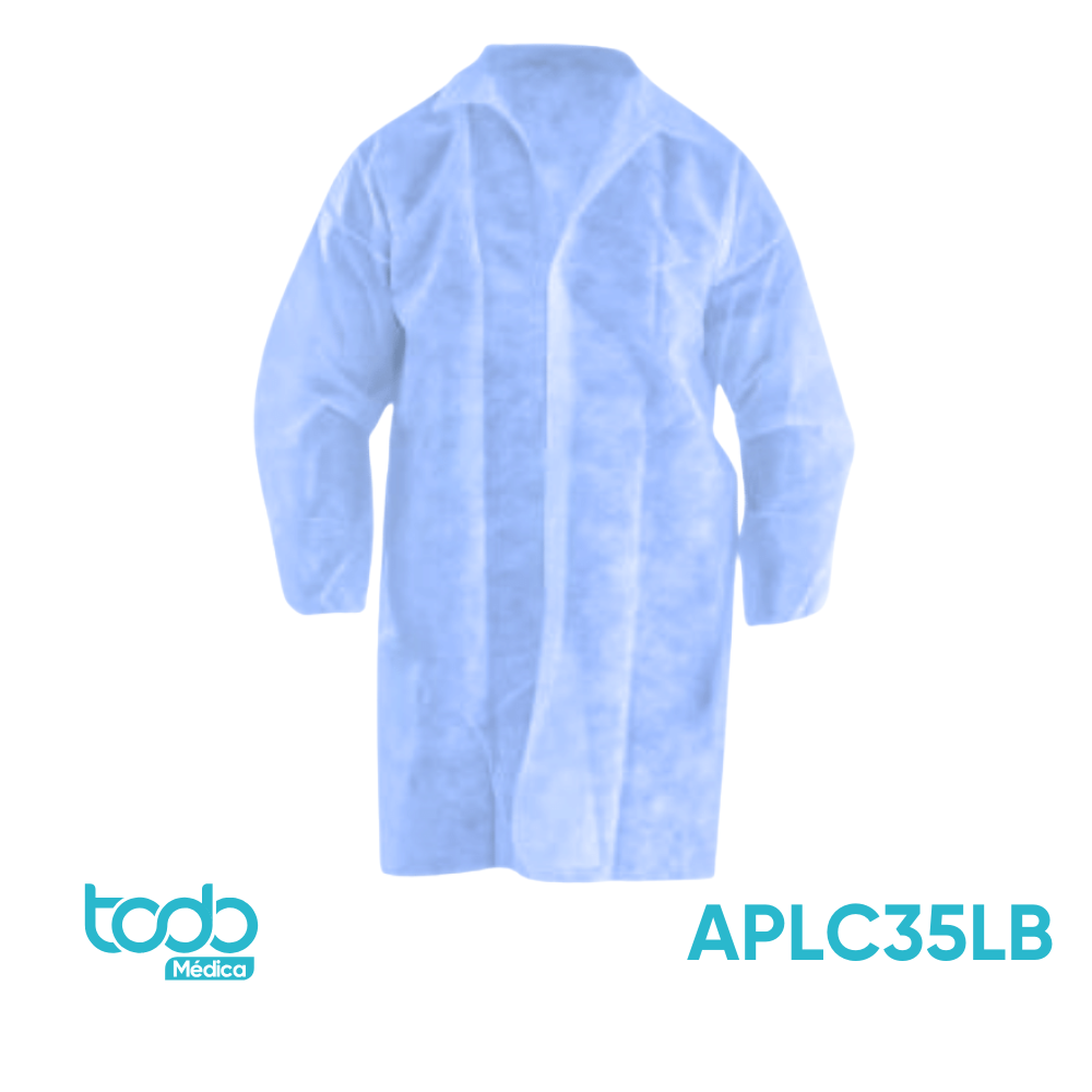 Gabacha Descartable Allfu con Broches – Azul Talla L – Paquete de 10 Unidades