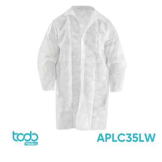 Gabacha Blanca Descartable Talla L – Paquete con 10 Unidades