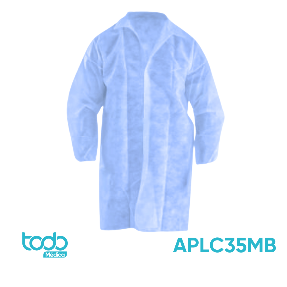 Gabacha Descartable Allfu con Broches – Azul Talla M – Paquete de 10 Unidades