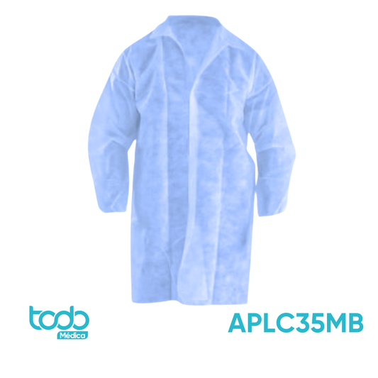 Gabacha Descartable Allfu con Broches – Azul Talla M – Paquete de 10 Unidades
