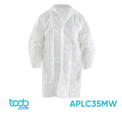 Gabacha Blanca Descartable Talla M – Paquete con 10 Unidades