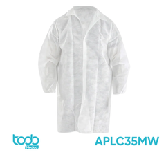 Gabacha Blanca Descartable Talla M – Paquete con 10 Unidades