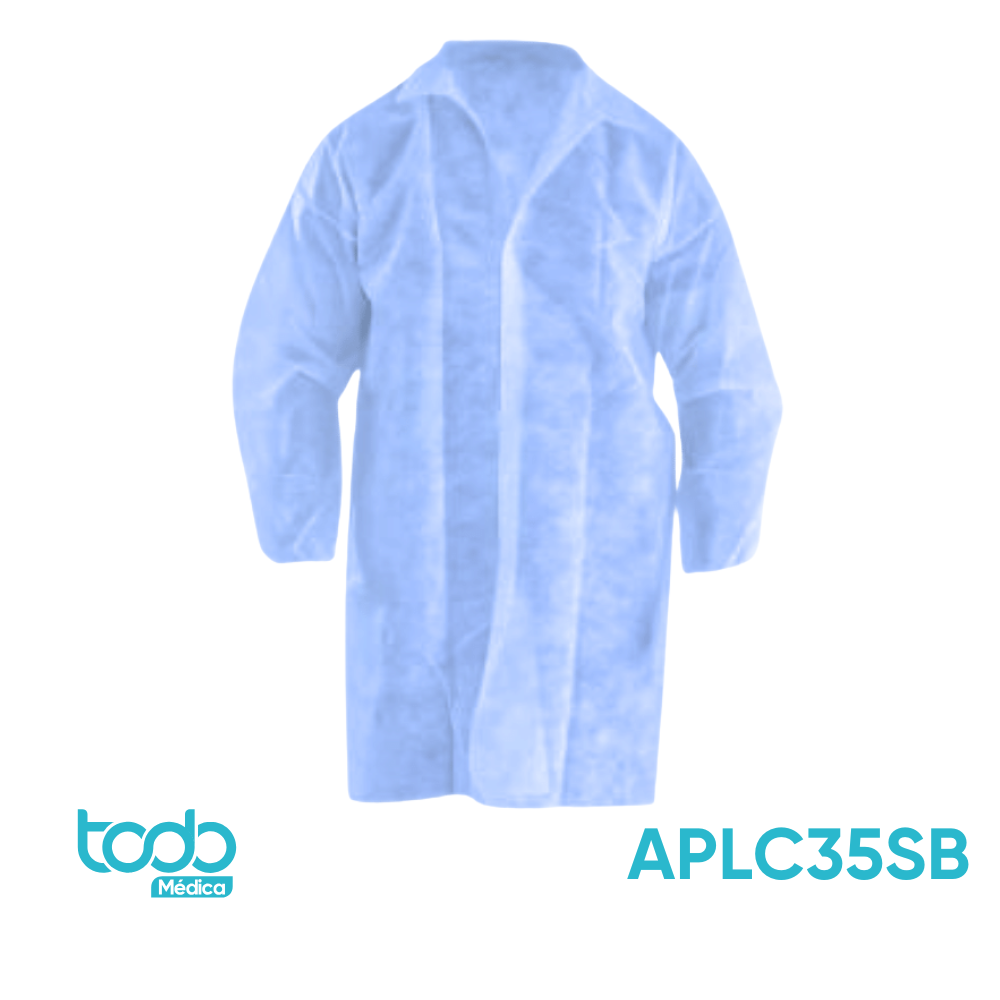 Gabacha Descartable Allfu con Broches – Azul Talla S – Paquete de 10 Unidades