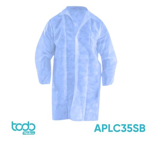 Gabacha Descartable Allfu con Broches – Azul Talla S – Paquete de 10 Unidades