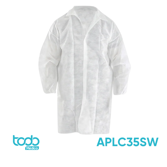 Gabacha Blanca Descartable Talla S – Paquete con 10 Unidades