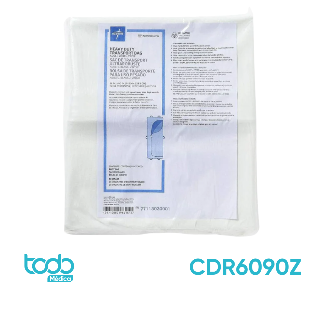 Bolsa Post Mortem Medline Blanca 36x90" – Capacidad 280 lbs