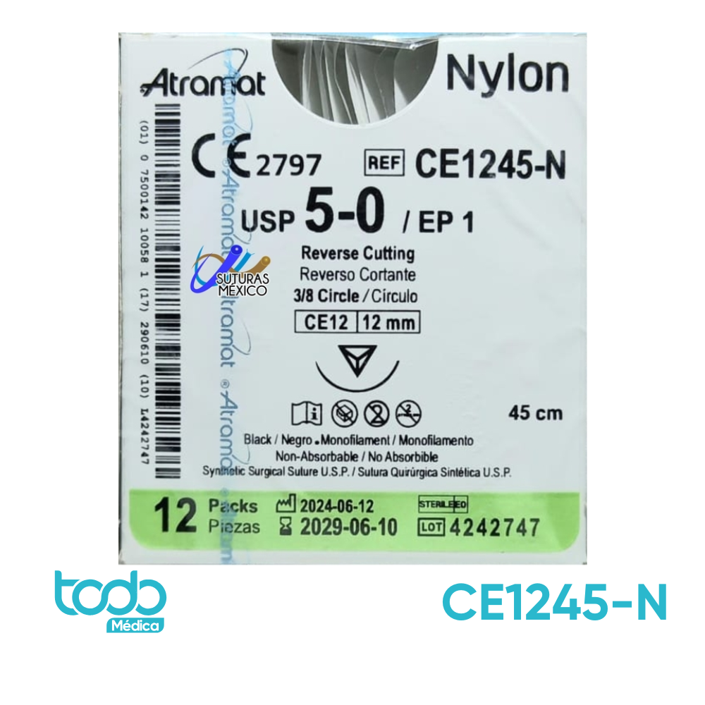 Sutura Nylon 5-0 de 12mm