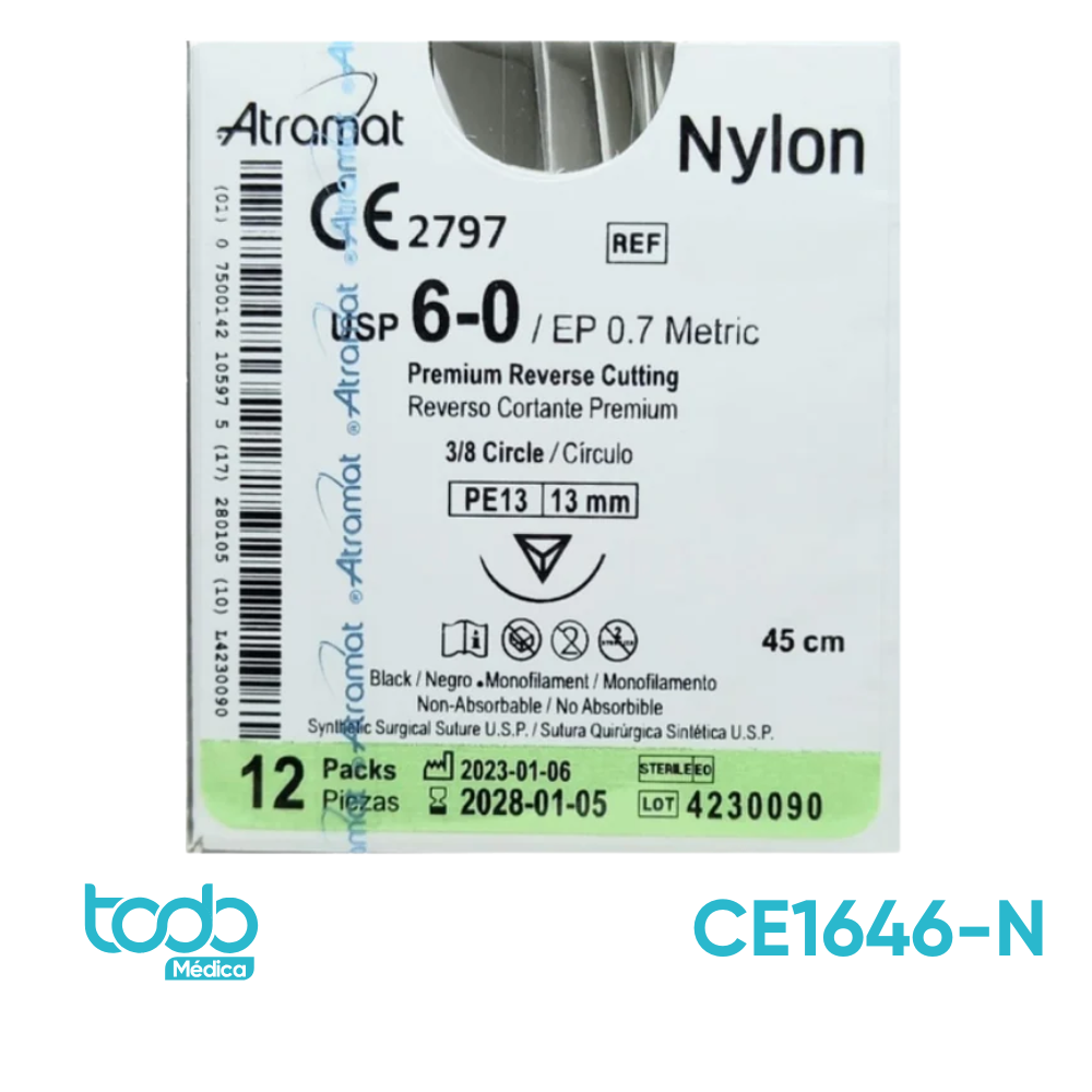 Nylon Atramat 6-0 – Suturas Quirúrgicas Monofilamento de Nylon