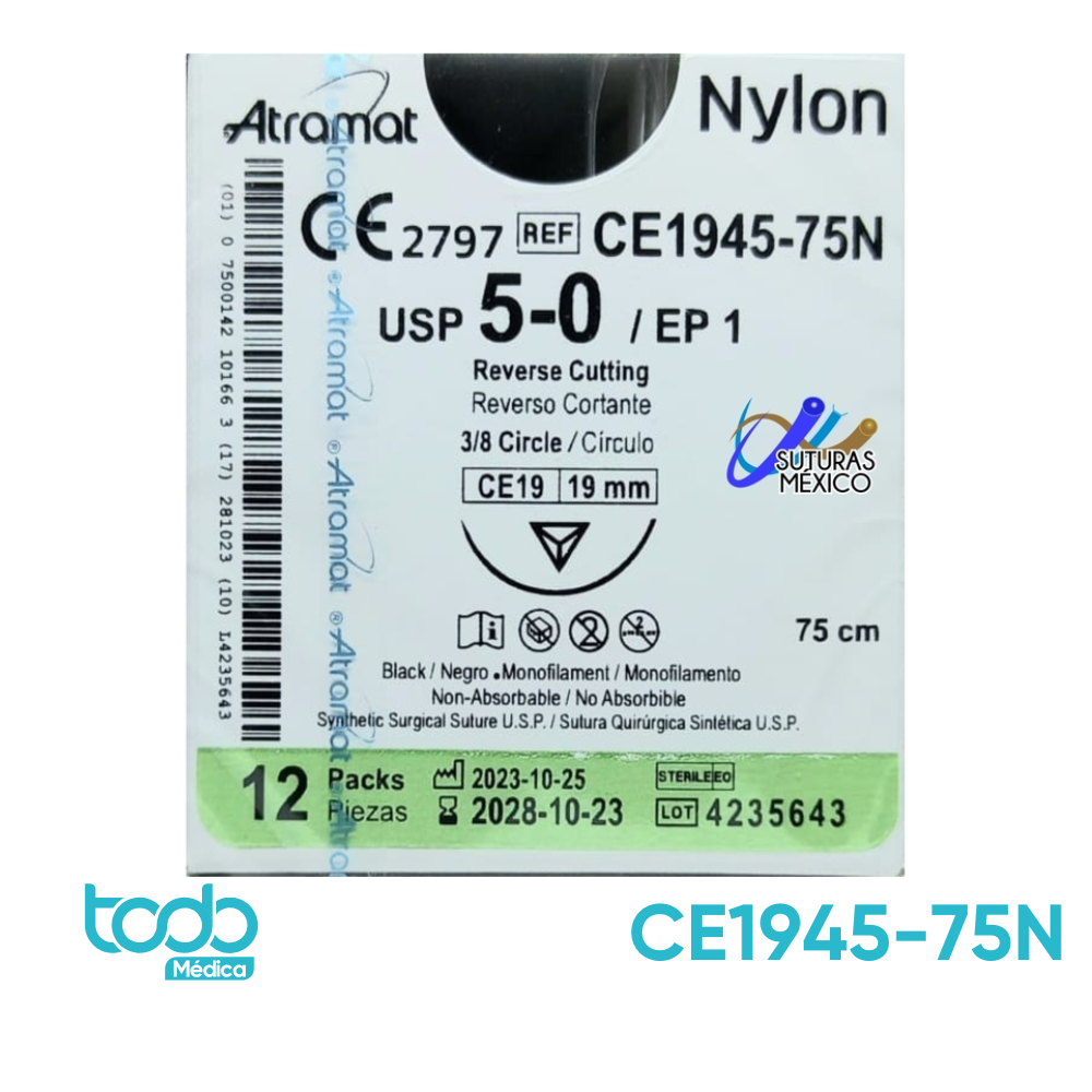 Sutura Nylon 5-0 de 19mm