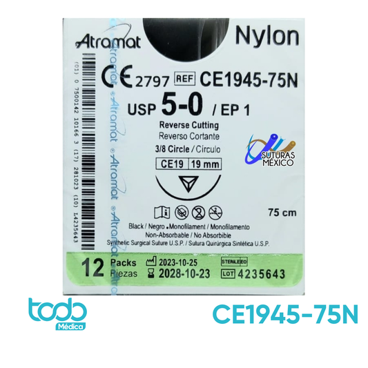 Sutura Nylon 5-0 de 19mm