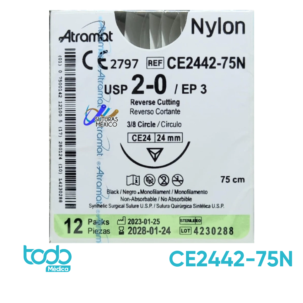 Sutura Nylon 2-0 de 24mm