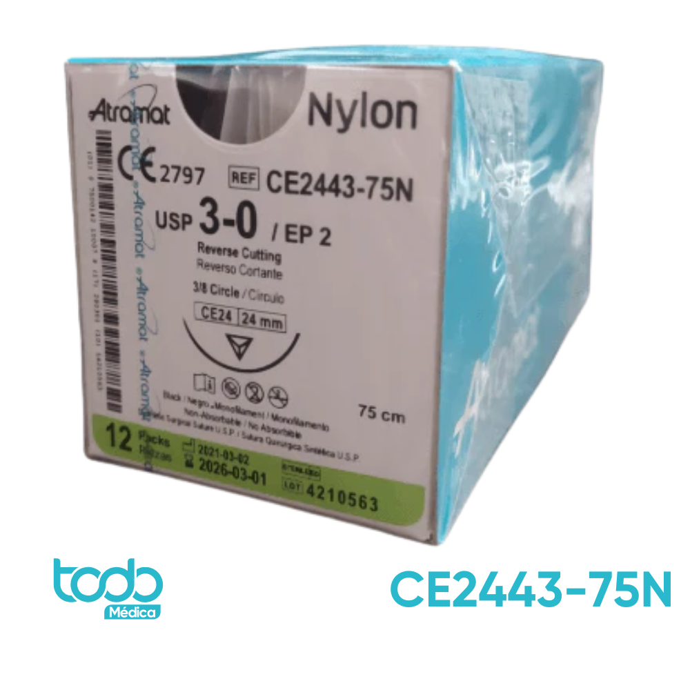 Sutura Nylon 3-0 de 24mm