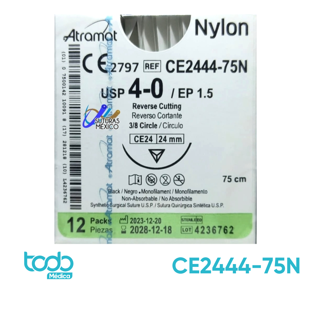 Sutura Nylon 4-0 de 24mm