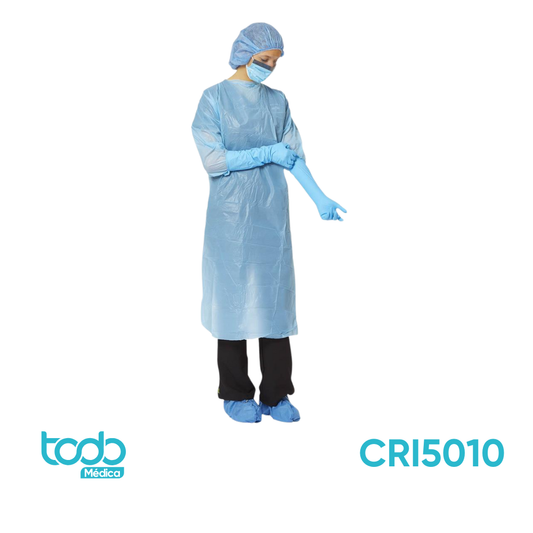 Bata Plástica Celeste con Sujeción a Dedo – Talla Universal / Premium