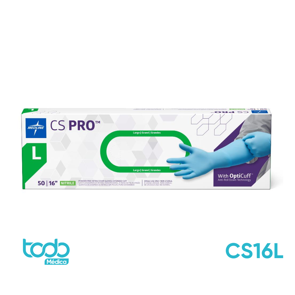 Guante de Nitrilo CS Pro Largo 16" – Talla L – Color Azul