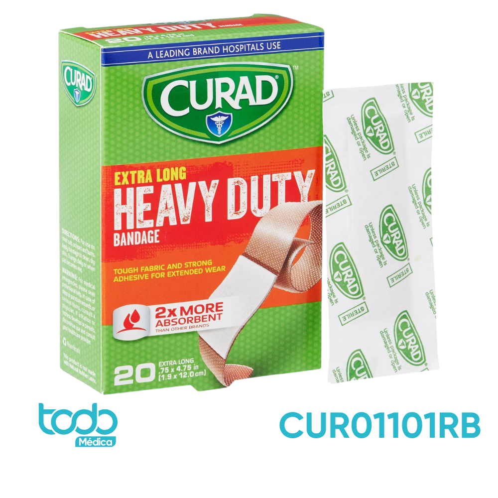 Curita Curad Extra Larga 3/4" x 4-3/4" – Caja con 20 Unidades