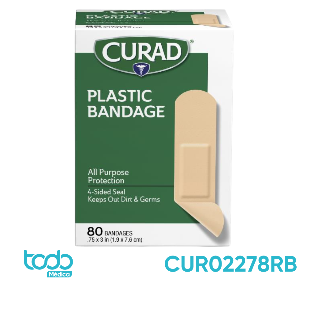 Curitas Curad Transparente Ultra Delgada 3/4" x 2 7/8" – Caja con 80 Unidades