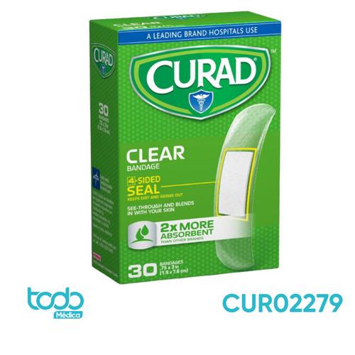 Curitas Curad Transparente Ultra Delgada 3/4" x 3" – Caja con 30 Unidades