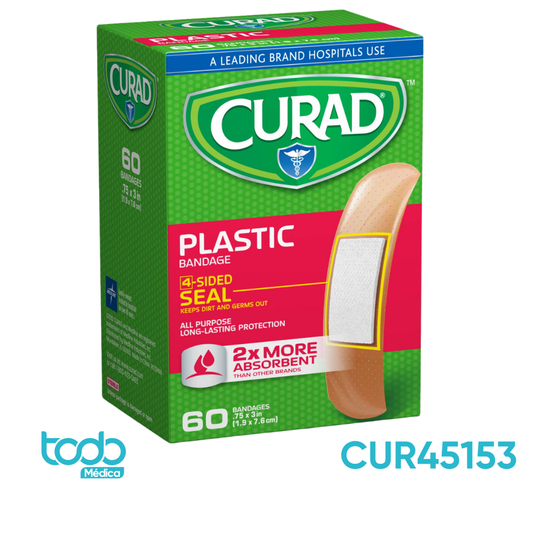 Curita Curad Plástica 3/4" x 3" – Caja con 60 Unidades