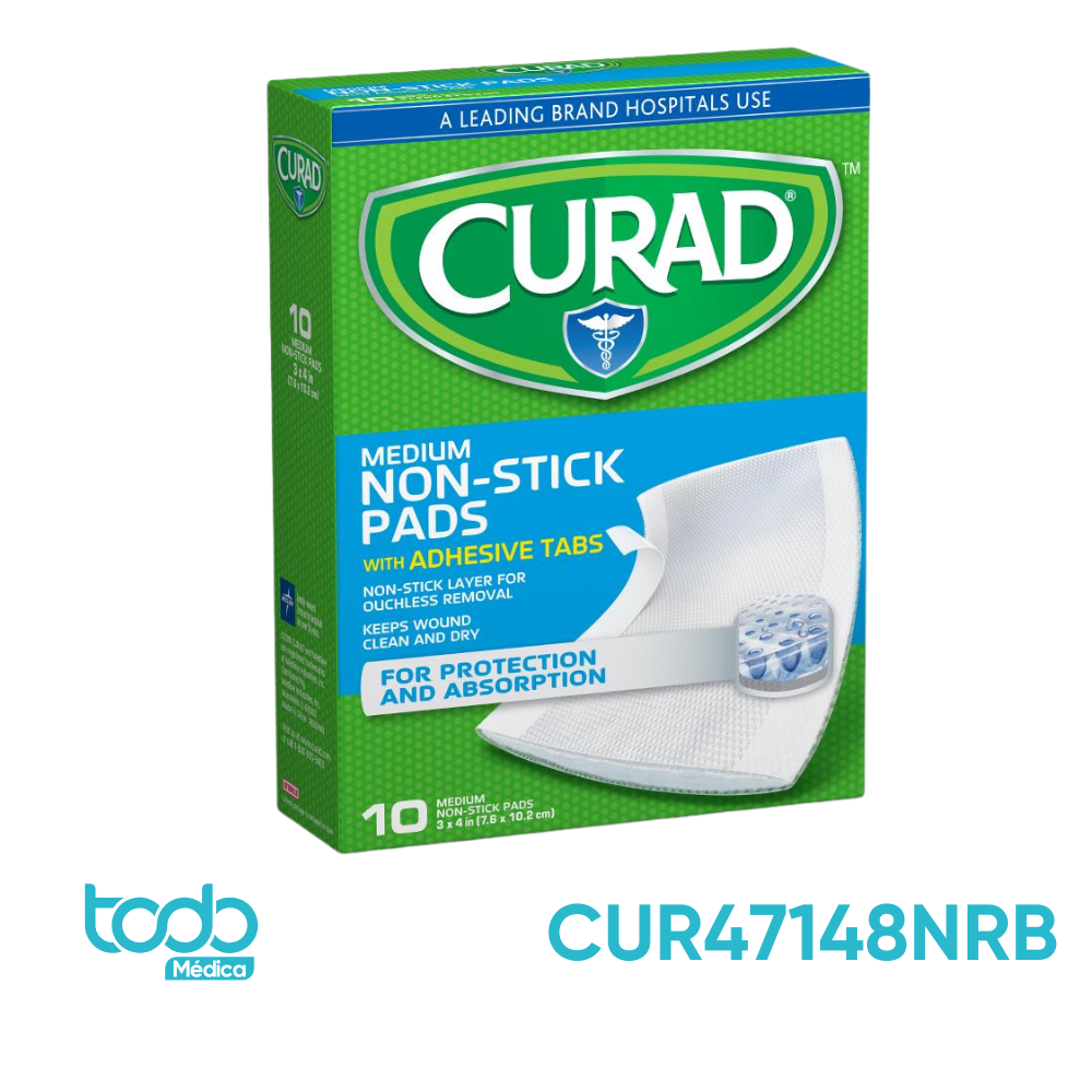 Apósito No-Adherente Curad con Adhesivo Estéril 3x4 CJ10