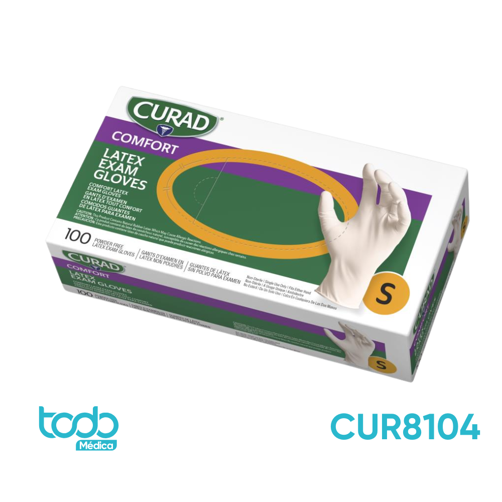 Guante de Látex sin Polvo Texturizado – Talla S (Caja con 100 unidades)