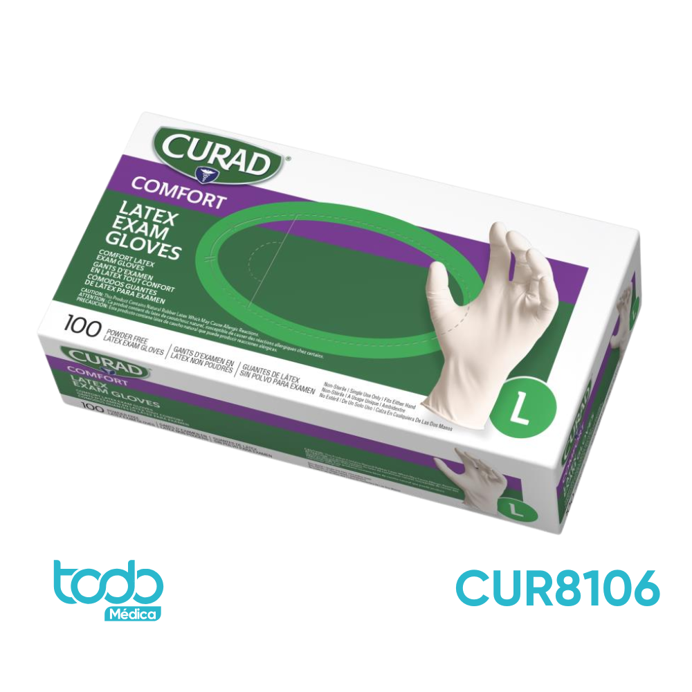 Guante de Látex sin Polvo Texturizado – Talla L (Caja con 100 unidades)