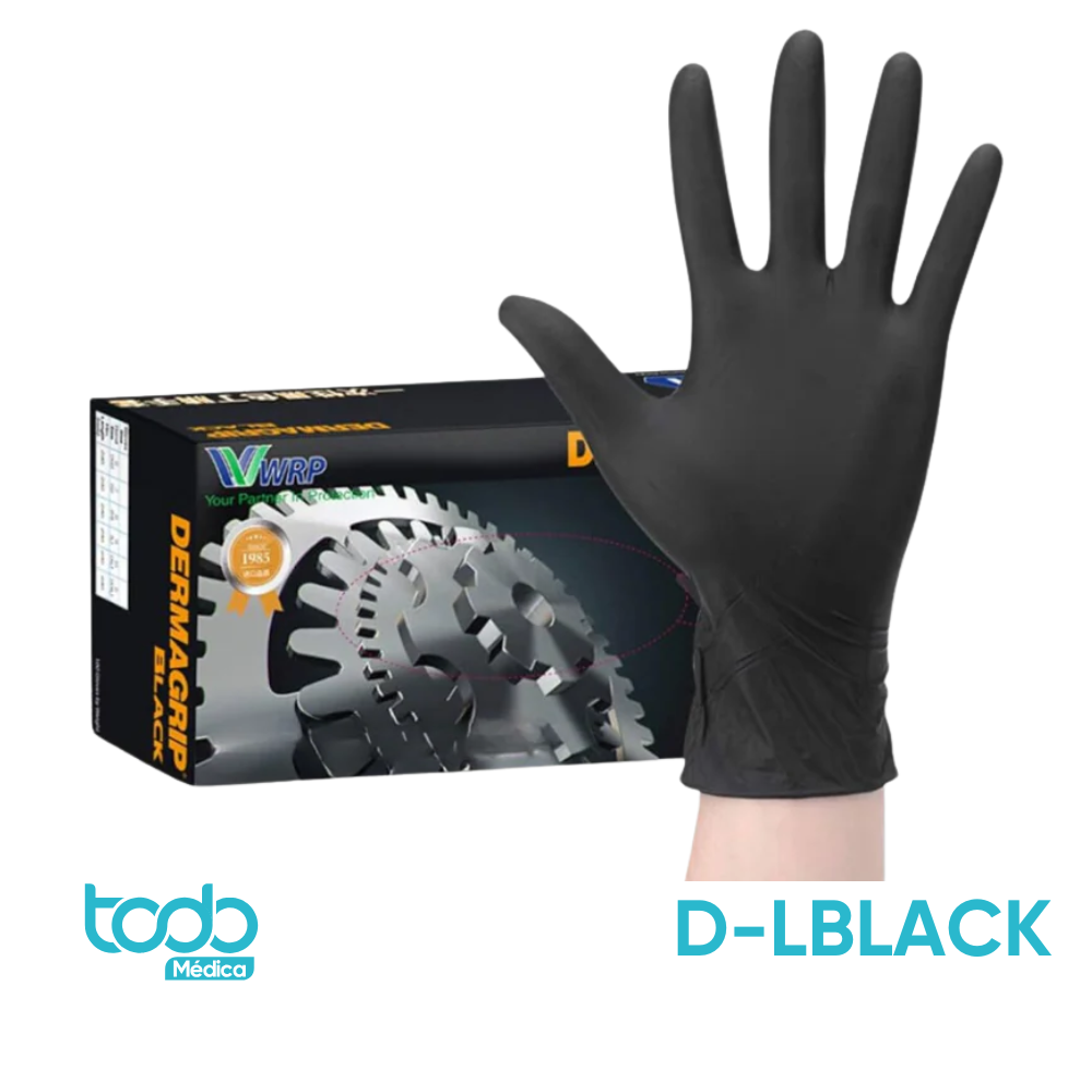 Guante de Nitrilo Negro, Talla L – Caja con 100 unidades