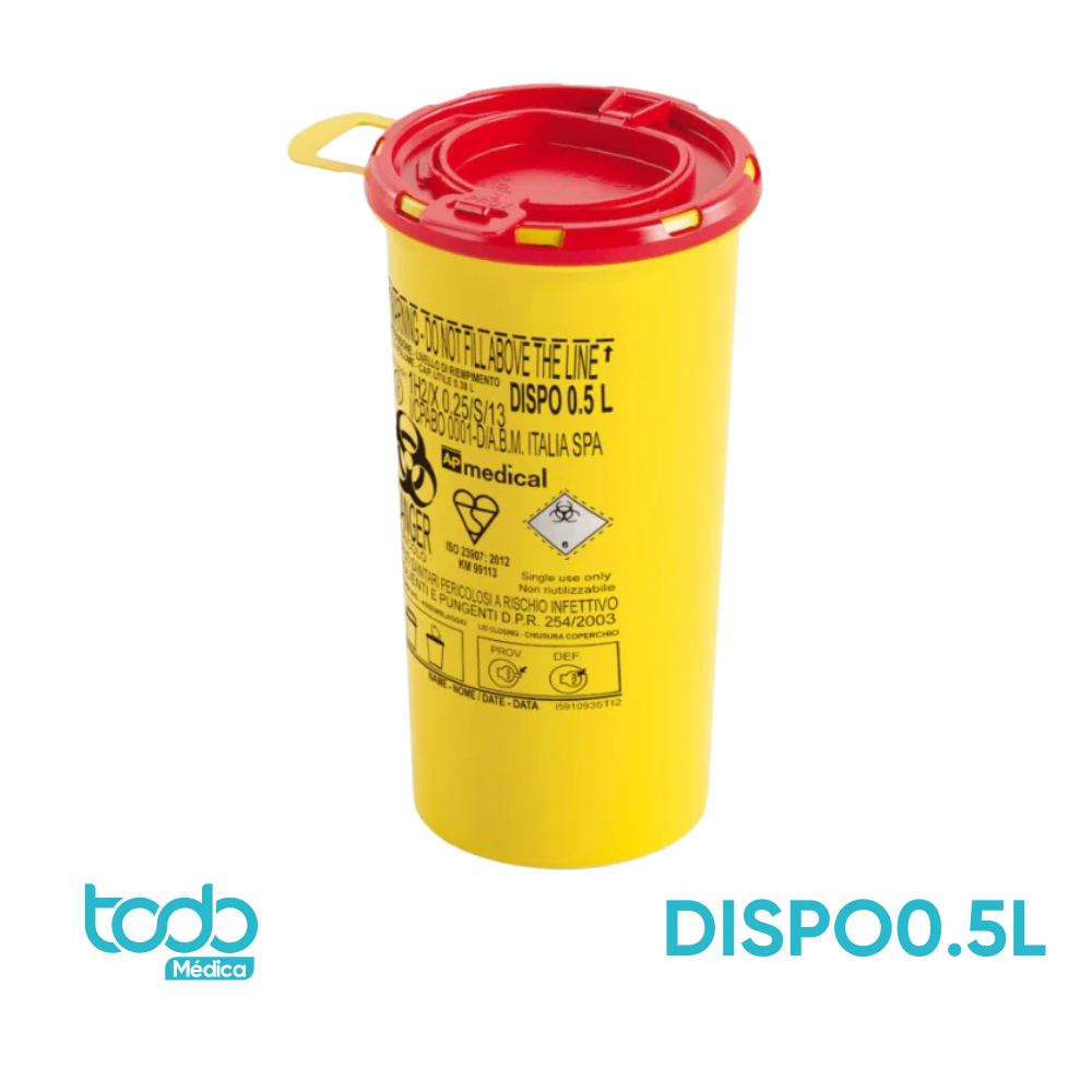 Contenedor Rojo para Desechos Bioinfecciosos de 0.5 litros