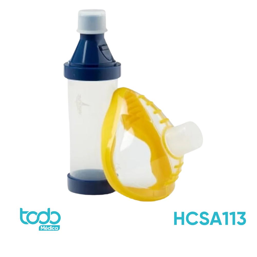 Espaciador para Nebulizador con Mascarilla Pediátrica Amarilla – Cámara de Retención con Válvula