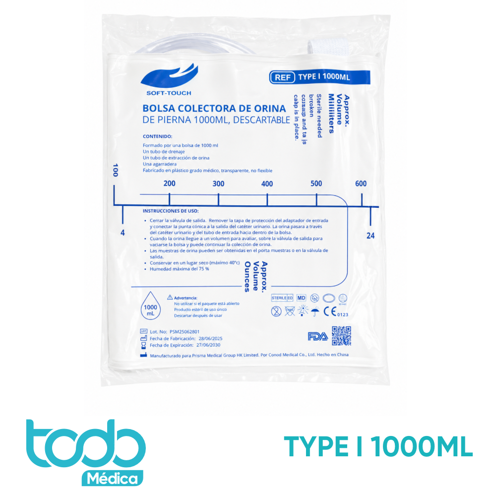 Bolsa Colectora de Orina para Pierna 1000 mL Estéril