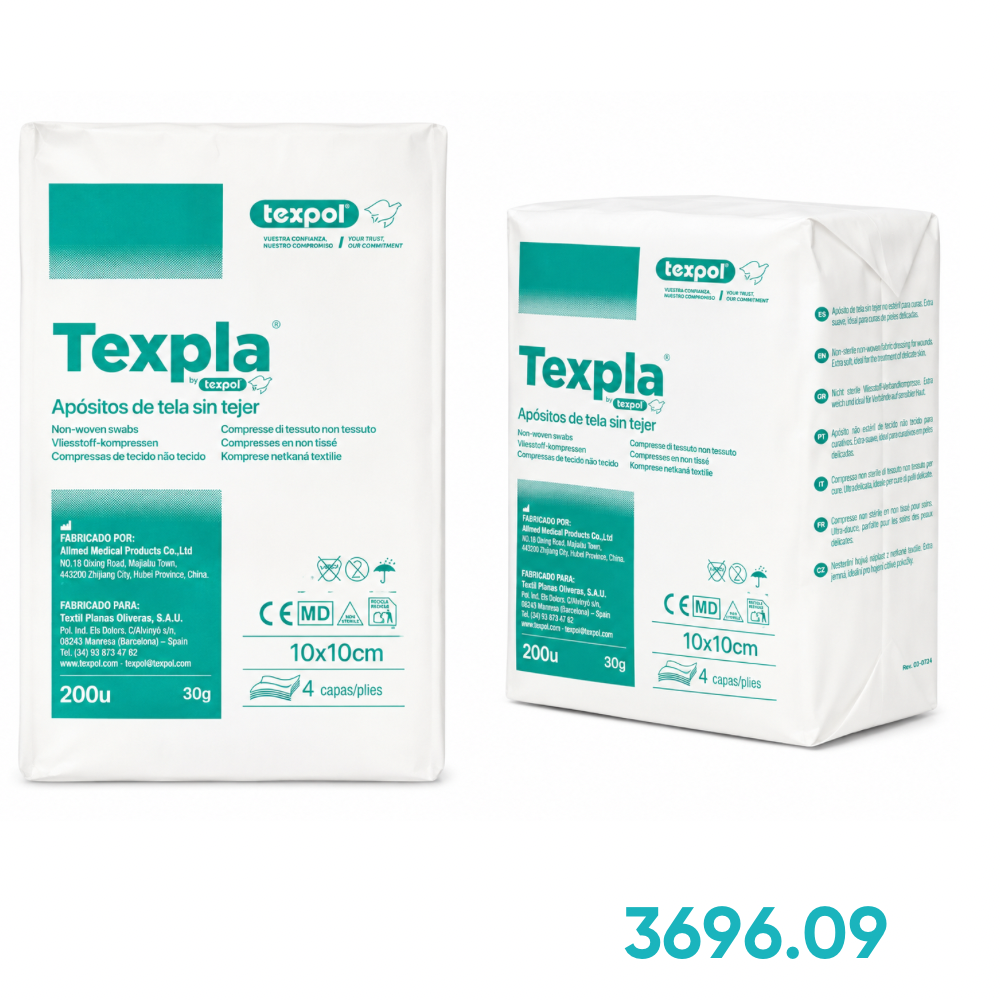 Esponja de Gasa No Tejida Estéril 4” × 4” 4 Capas | Texpla by Texpol