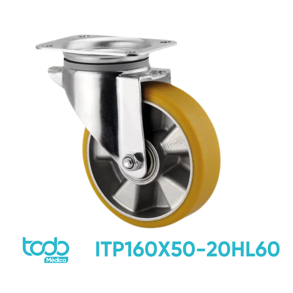 Rueda Tente de Aluminio con Bandeja de Poliuretano – 160 mm (Código COMP00303)