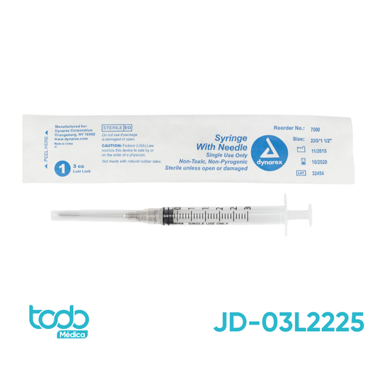 Jeringa de 3 cc con Aguja 22G x 1"