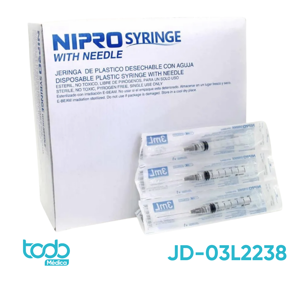 Jeringa de 3 cc con Aguja 22G x 1½"
