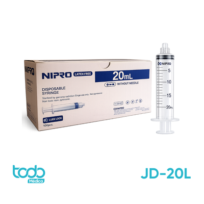 Jeringa de 20 ml sin Aguja – Caja con 50 Unidades