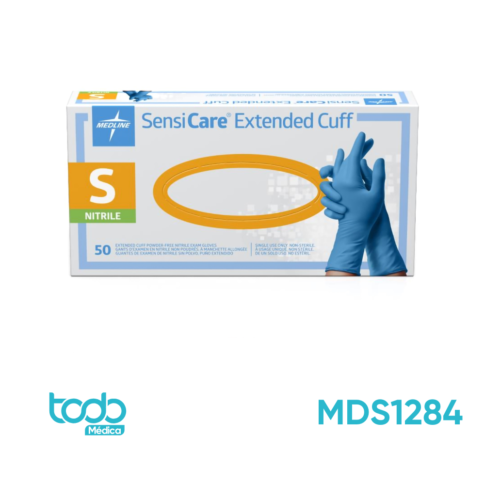 Guante de Nitrilo Medline SensiCare 12" – Talla S (Caja x 50 unidades)