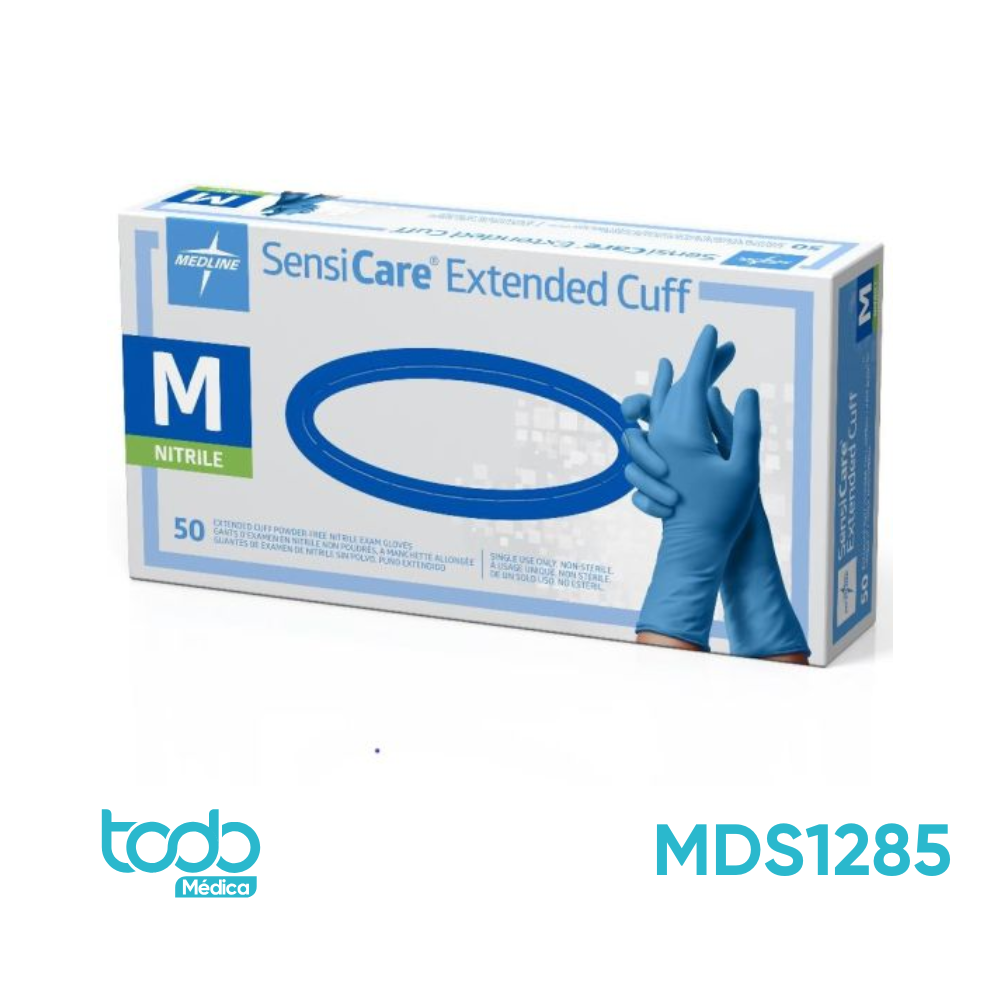 Guante de Nitrilo Medline SensiCare 12" – Talla M (Caja x 50 unidades)