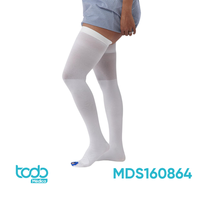 Media Antiembólica para Muslo – Talla L Regular – Color Blanco