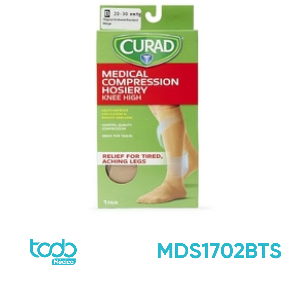 Media de Compresión CURAD Rodilla-Panty Beige 20-30 mmHg – Talla B, Corta