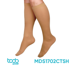 Media de Compresión Curad Rodilla-Panty 20–30 mmHg – Color Beige, Talla C, Largo Corto