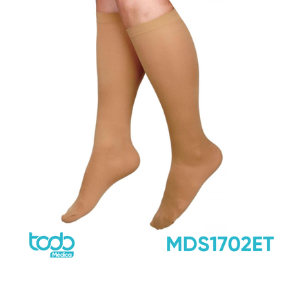 Media de Compresión Curad Rodilla-Panty 20-30 mmHg – Color Beige, Talla E, Largo Regular