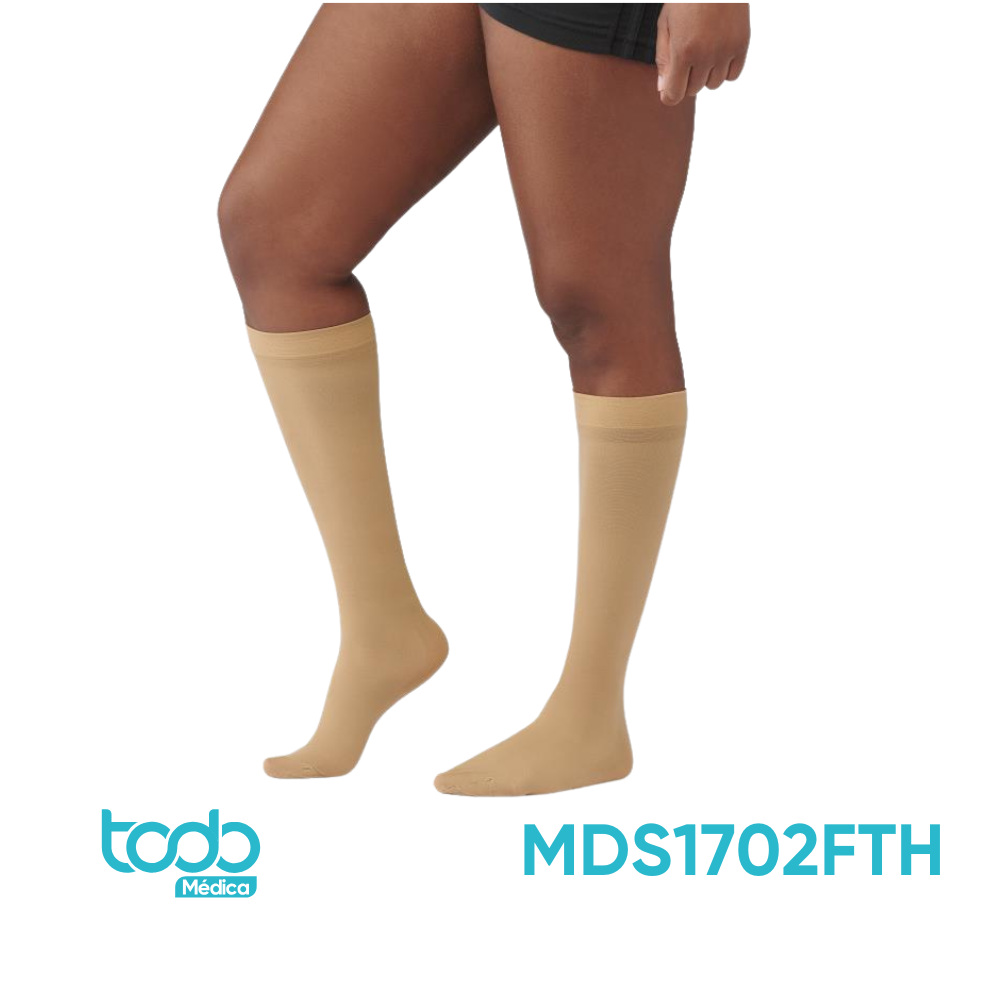 Media de Compresión Curad Panty a la Rodilla 20-30 mmHg – Talla F, Beige, Largo Regular