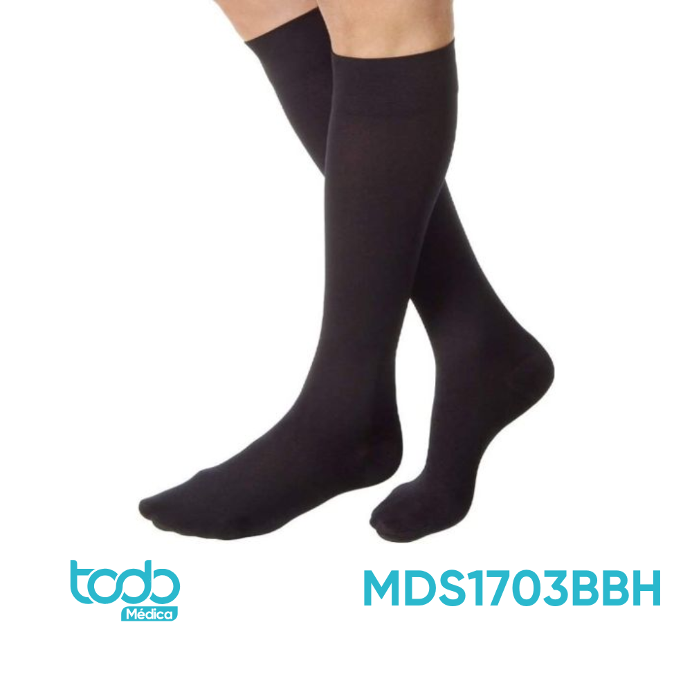 Media de Compresión Curad Rodilla Panty Negra 20-30 mmHg – Talla B, Largo Regular