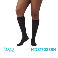 Media de Compresión Médica 20-30 mmHg hasta la Rodilla – Color Negro – Talla E Regular