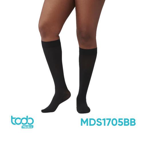 Media de Compresión Médica 30-40 mmHg hasta la Rodilla – Color Negro – Talla B