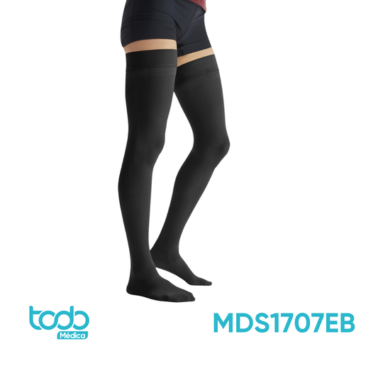 Media de Compresión 15-20 mmHg para Muslo – Color Negro – Talla E